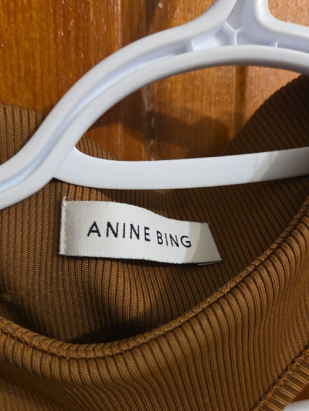 Anine Bing Ribbed High-Neck Racerback Tank - Brown - Picture 2 of 7